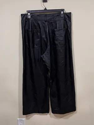 Maeve Anthropologie The Colette Faux Leather Crop Wide-Leg Pants size 31 thumbnail 5
