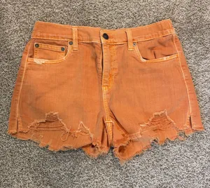 Aerie- Orange Denim Shorts- small thumbnail 1