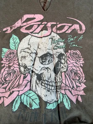 Poison XXS Brown Cotton Vintage Band Graphic Tee Cropped thumbnail 3