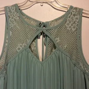 Entro- NWT Aquamarine Teal Pleated Lace Detail Mini Dress Lined- Size Small thumbnail 5