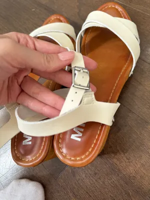 Mia white ankle strap wood block platform heel clog sandal 7.5 thumbnail 7