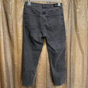 Express Black Gray Super High Waisted Distressed Mom Jeans Size 10 thumbnail 2