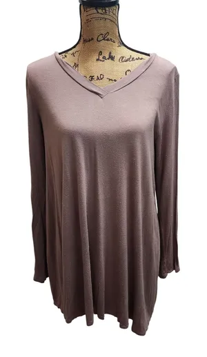 Womens V Neck Long Sleeve Tunic Top Casual Everyday Blouse‎ thumbnail 1