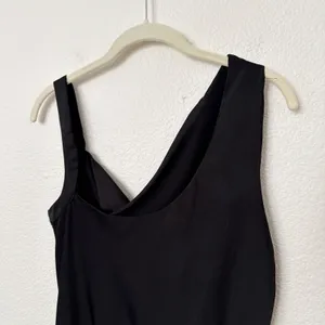 [ASTR] Black Satin Asymmetrical Sleeveless Draped Cowl Neck Bodysuit Sz Medium M thumbnail 6