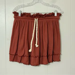 Free People Beach 2 Piece Lounge Set Small Terracotta Ribbed Crop Top Mini Skirt thumbnail 13