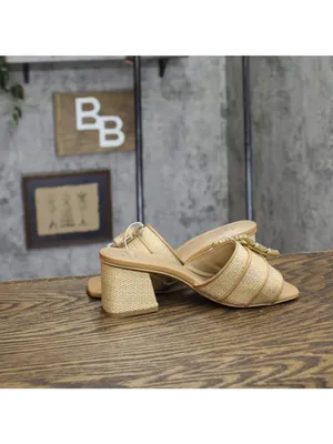 A New Day Womens Kathleen Raffia Buckle Block Heels 92611240 Brown 6M thumbnail 6