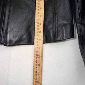 GUESS 100% Leather Jacket Womens Medium Black Zip Front Moto Biker Y2K Aesthetic thumbnail 6
