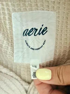 Aerie Women's Cream Waffle-Knit Button Front Shirt Jacket thumbnail 5