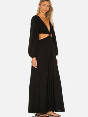 Indah Julie Solid Ruched Bodice Cutaway Maxi Dress Black Small $258 Revolve thumbnail 2