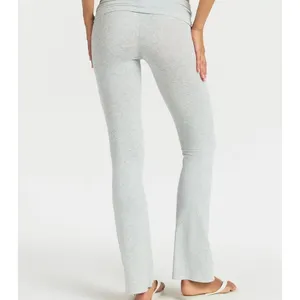 SKIMS Foldover Flare Pants Womens M Heather Gray Cotton Stretch Lounge Yoga thumbnail 7