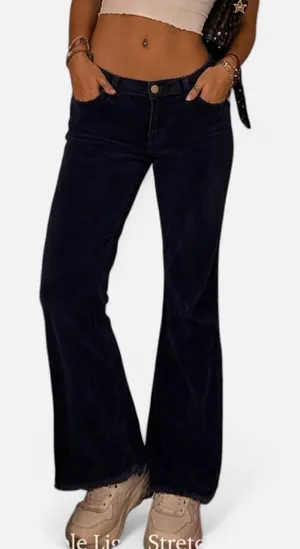 Free People We The Free Navy Corduroy Flare Pants | Retro Indie Boho 29 thumbnail 1
