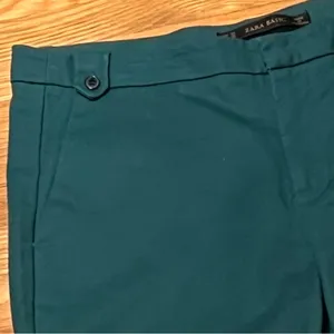 ZARA Green‎ Cotton Stretch Cropped Ankle Pants Button Details Size 4 1628/225 thumbnail 3