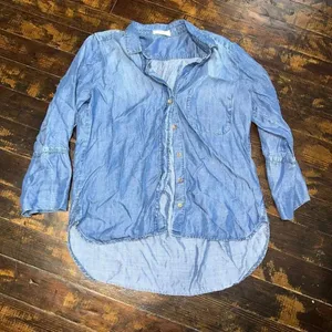 Bella Dahl denim minimalist luxe button down western style shirt thumbnail 1