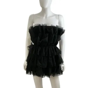 BuddyLove Powder Puff Black Tulle Ruffle Tiered‎ Strapless Mini Dress XS CG4877 thumbnail 8