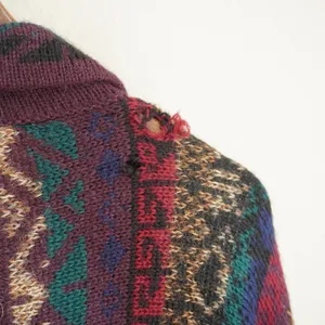Vintage Retro Alpaca Grandpacore Cardigan Purple Fair Vintage Peru Knit Grunge thumbnail 5