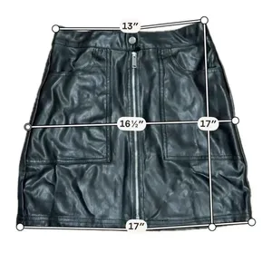 Love Tree black zip front faux leather mini skirt small thumbnail 3
