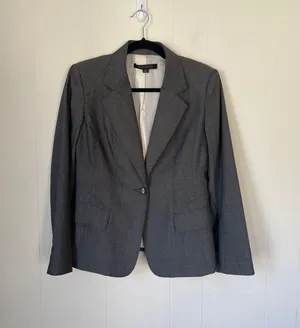 Anne Klein grey wool blend blazer suit jacket stretch lined Women’s size 8P thumbnail 1