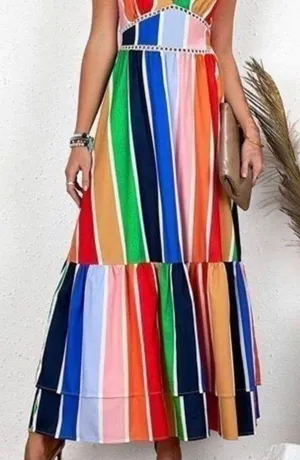 Rainbow Color Maxi Dress Multiple Size XL thumbnail 4