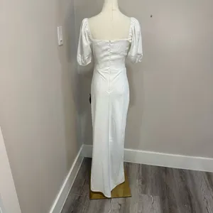 Lulus‎ Cue the Flirting White Puff Sleeve Cutout Maxi Dress Small NWT thumbnail 3