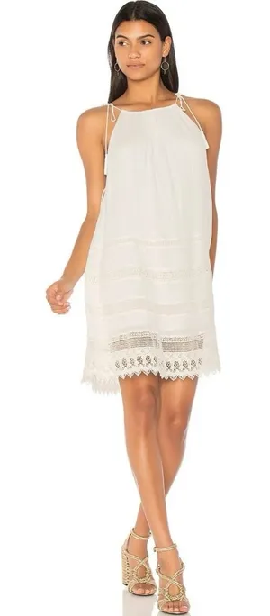 Alice + Olivia White Crochet Embroidered Danna Mini Dress Size Small thumbnail 1