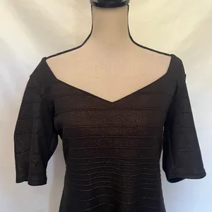Bisou Bisou Y2K Metallic Ruched Dress Sz 14 Mob Wife Cocktail Club Brown Shimmer thumbnail 3