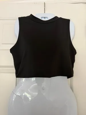 🩷 3/$18 ZAFUL Black Scuba Crop Tank Top Mock Neck Stretch NWOT Size L thumbnail 1