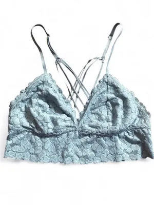 Aerie Light Blue Animal Print Lace Strappy Longline Bralette Size Small thumbnail 5