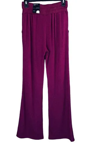 INC X-Small Flare Knit Sweater Pants Pockets Stretch Autumn Berry Magenta New thumbnail 3