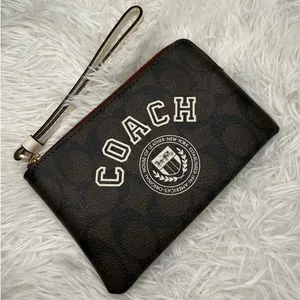 COACH Brown Coated Canvas Wristlet thumbnail 1