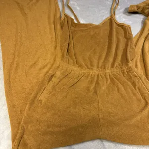 OFFLINE By Aerie Summer Lights Terry Cloth Jumpsuit Wide Leg M Tan Cotton Blend thumbnail 1