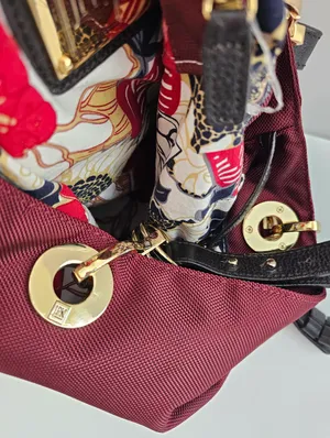 JPK Paris 75 Burgundy Ballistic Nylon Tote Bag - Floral Lining & Gold Hardware thumbnail 8