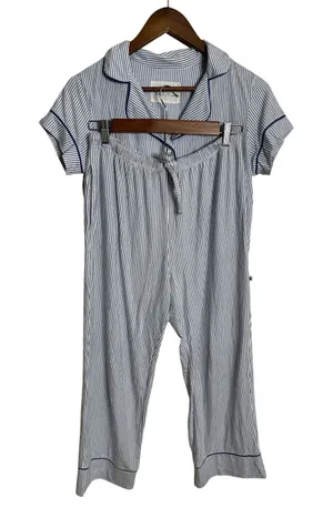 The Cat's Pajamas Set Blue White Stripe Pima Cotton Modal size S Lounge Sleep thumbnail 1