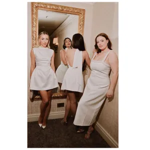 NWT Odd Muse Satin Straight Neck Mini Dress Size Medium White thumbnail 8