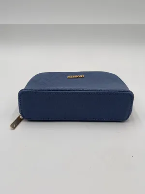 Missoni Small Travel Cosmetic Pouch Delta One Collection Toiletry Bag Blue Gold thumbnail 7