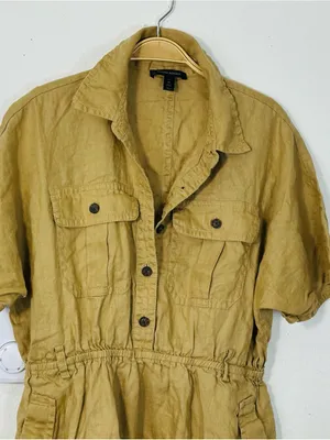 Banana Republic Olive Short-Sleeve Button Front Dress thumbnail 11