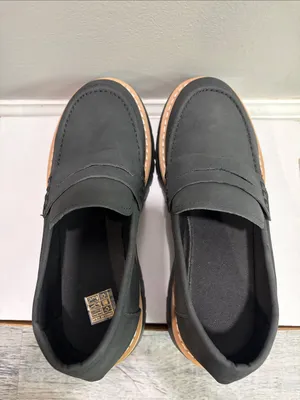Black Suede-Like Lug Sole Penny Loafers EU 38 New in Box thumbnail 8
