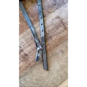 Banana Republic Metallic Leather Skinny Belt Knot Style Pewter Silver thumbnail 7