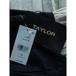 NWT Taylor Sleeveless Empire Waist Maxi Dress‎ Womens Size 10 Black Beige Linen thumbnail 6