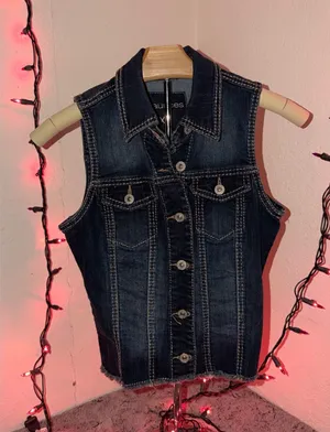 Maurices Dark Indigo Denim Vest thumbnail 1