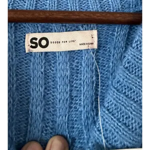 SO Women’s Blue Open Knit Crew Neck Sweater Size L NWT thumbnail 2
