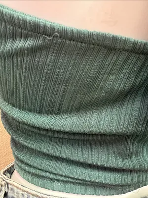 Le Lis Halter Ribbed Crop Top in Deep Teal Green thumbnail 5