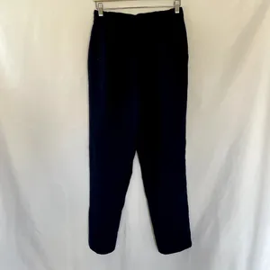 Wide leg‎ navy blue trousers high waist pockets belt loops women's 28 inch waist thumbnail 4