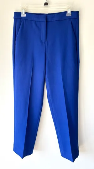 J. Crew Kate Trouser Dress Pants Royal Blue High Waist Straight Leg Business thumbnail 1