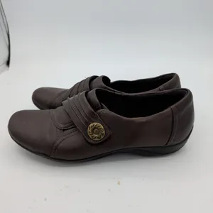 Clarks Artisan Womens 7.5M Brown Leather‎ Ruched Slip On Loafers 26102320 thumbnail 2