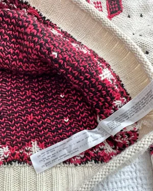 heart print wool knit cropped sweater thumbnail 8