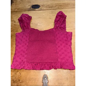 Hollister Plum Swiss Dot Bustier Peplum Crop Top Y2K Coquette XS thumbnail 4