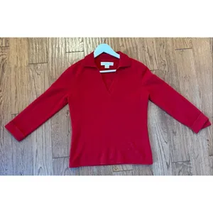 Collection fifty nine 100% cashmere red collared sweater small thumbnail 6