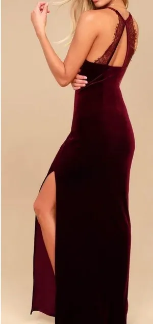 Lulu's Crazy Over You Burgundy Velvet Racerback Maxi Dress thumbnail 2