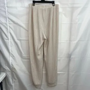 Women's beige soft‎ ribbed pull on drawstring high waisted lounge pajama pants M Size M thumbnail 5