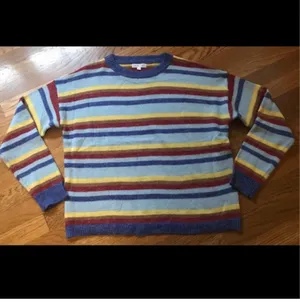 Emory Park NWOT Blue multi stripe crewneck pullover knit sweater size M thumbnail 4